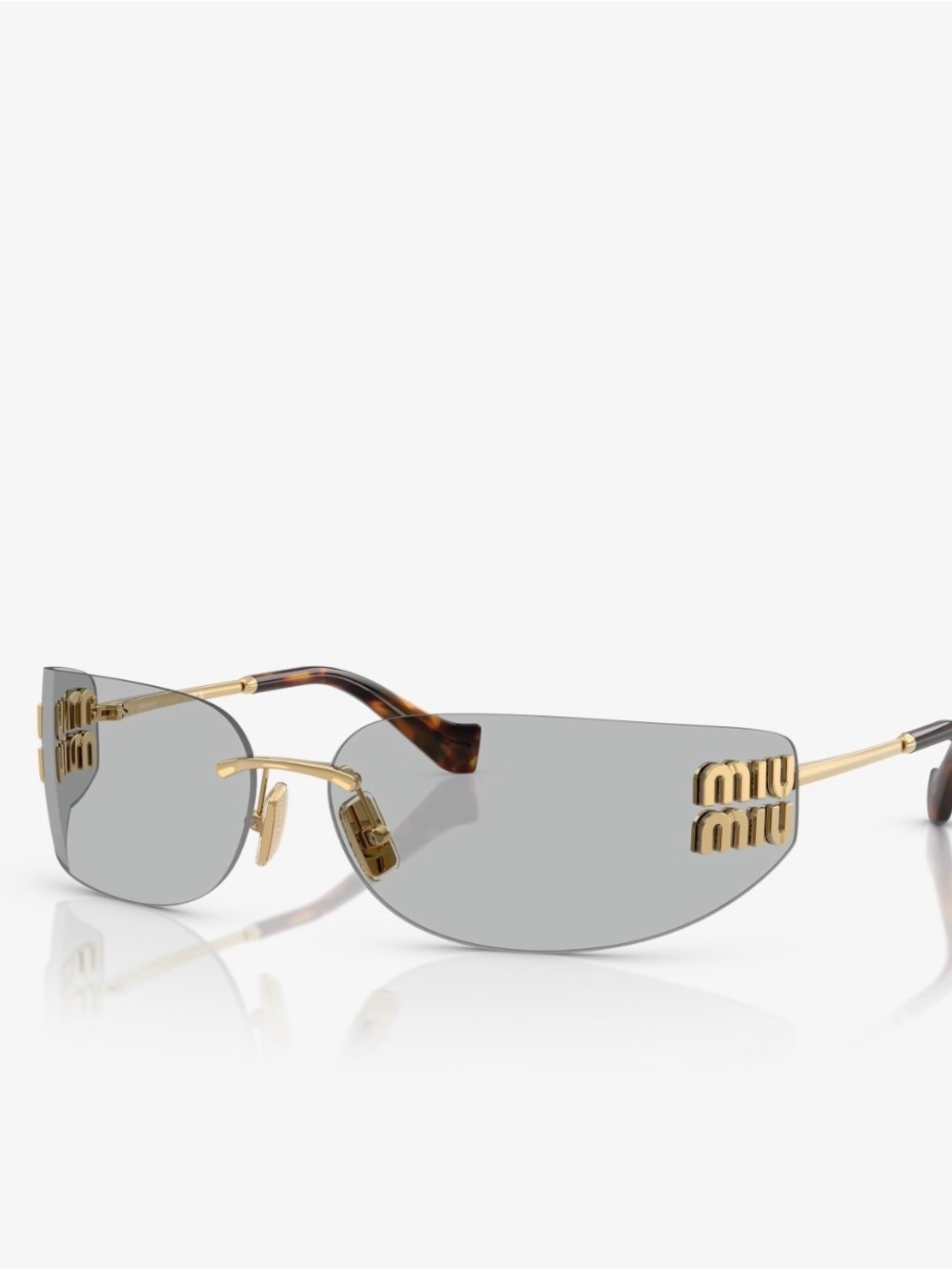 Miu Miu MU A51S Gold Light Grey Rimless Sunglasses NEW